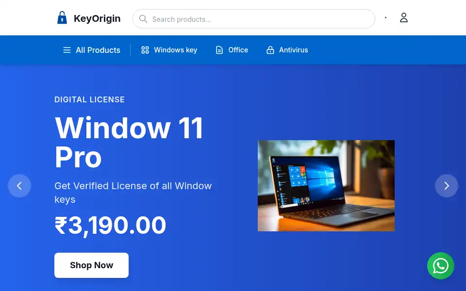Screenshot of keyorigin.in