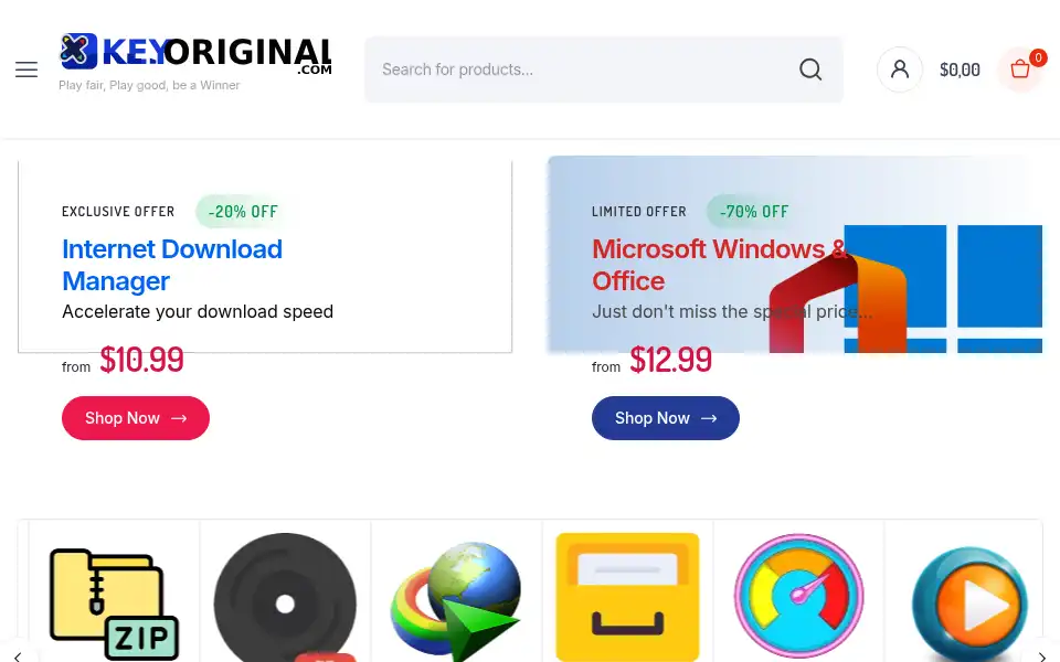 Screenshot of keyoriginal.com
