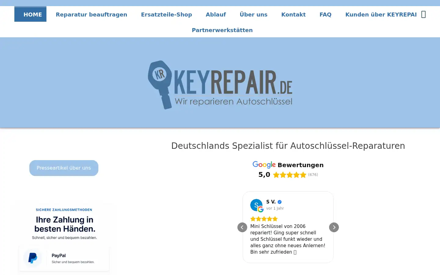 Screenshot of keyrepair.de