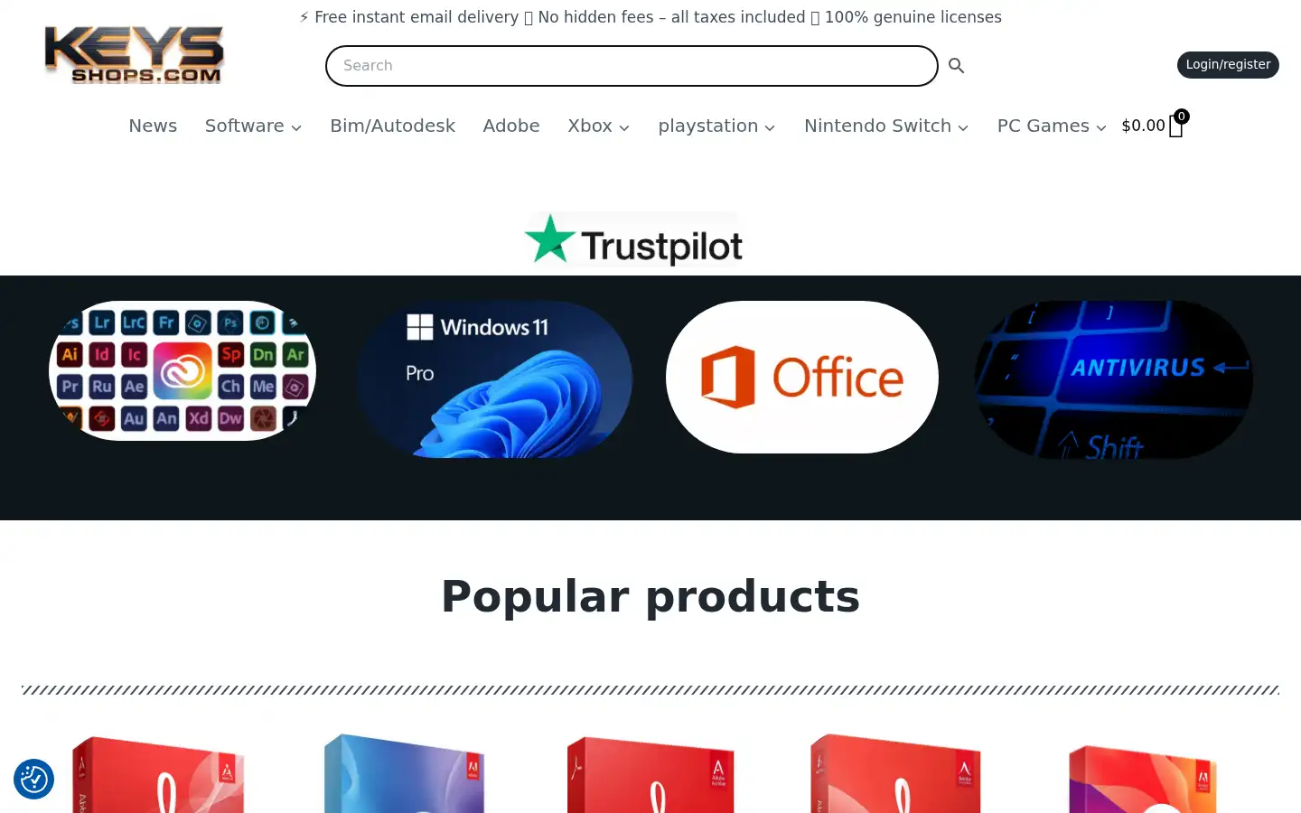 Screenshot of keysshops.com