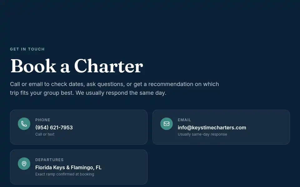 Screenshot of keystimecharters.com