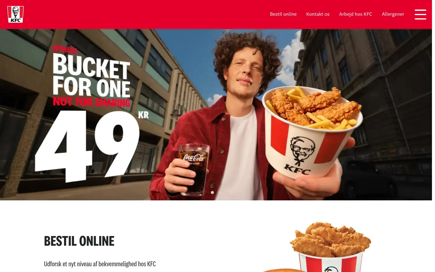 Screenshot of kfc.dk
