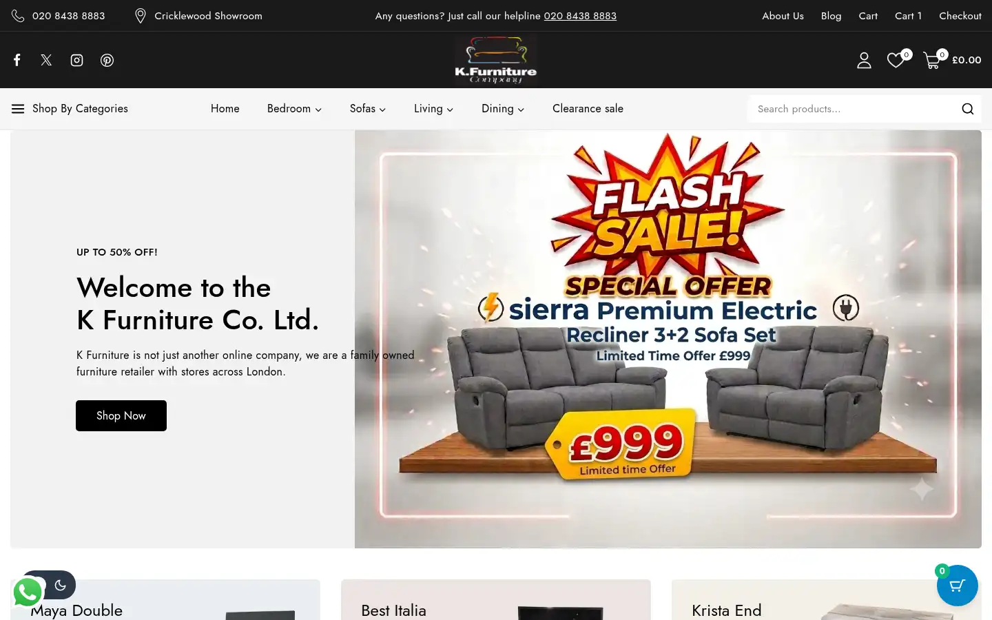 Screenshot of kfurniture.co.uk