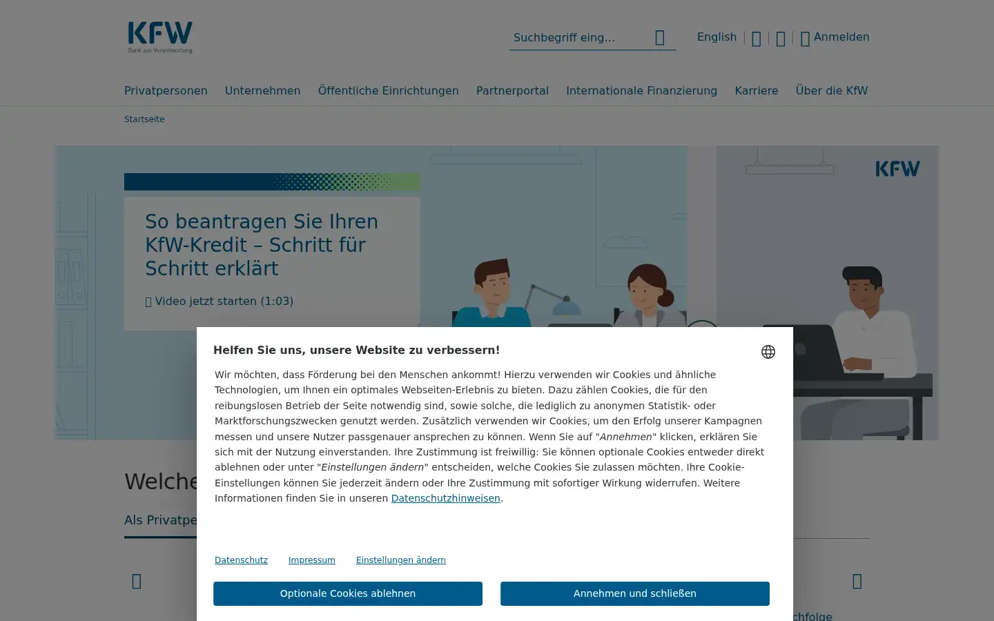 Screenshot of kfw.de