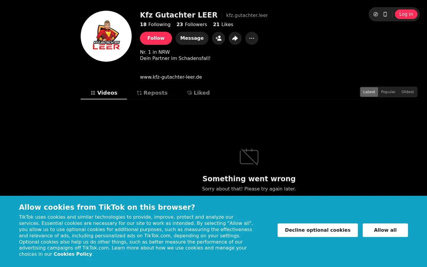 Screenshot of kfz-gutachter-leer.de