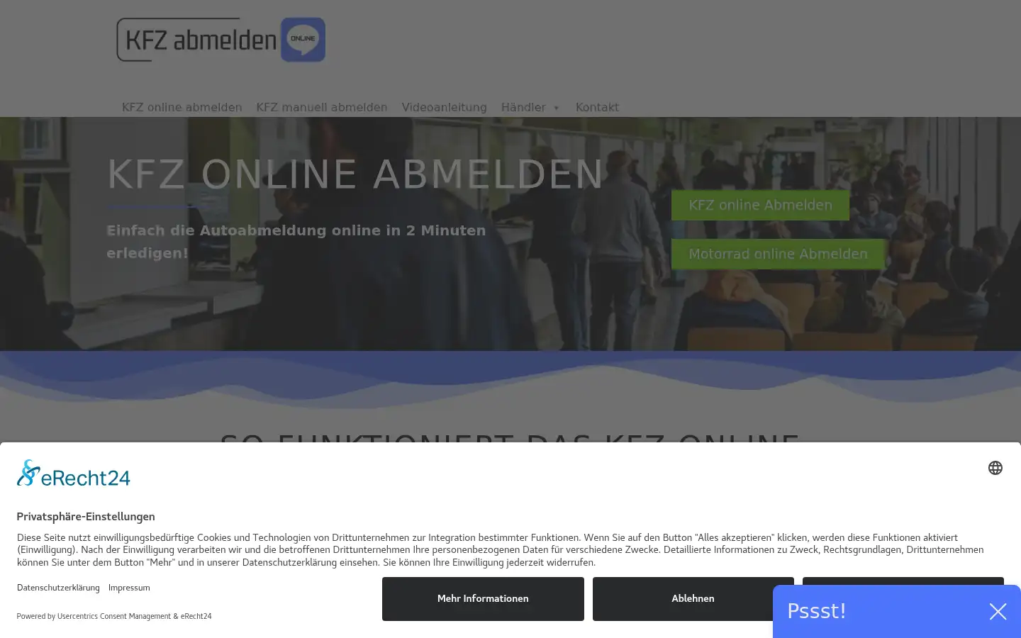 Screenshot of kfzabmelden.online