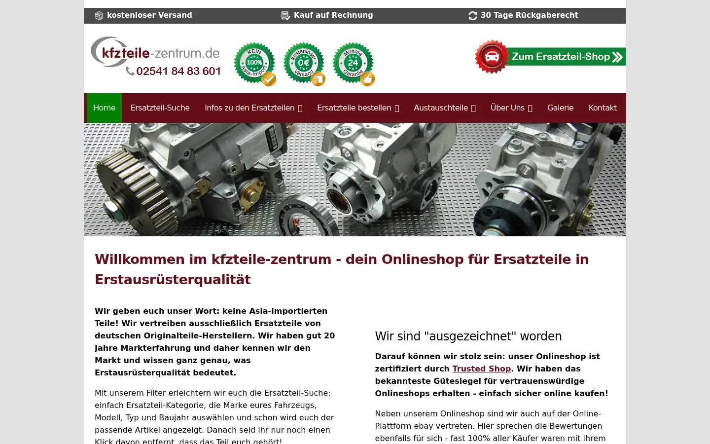 Screenshot of kfzteile-zentrum.de