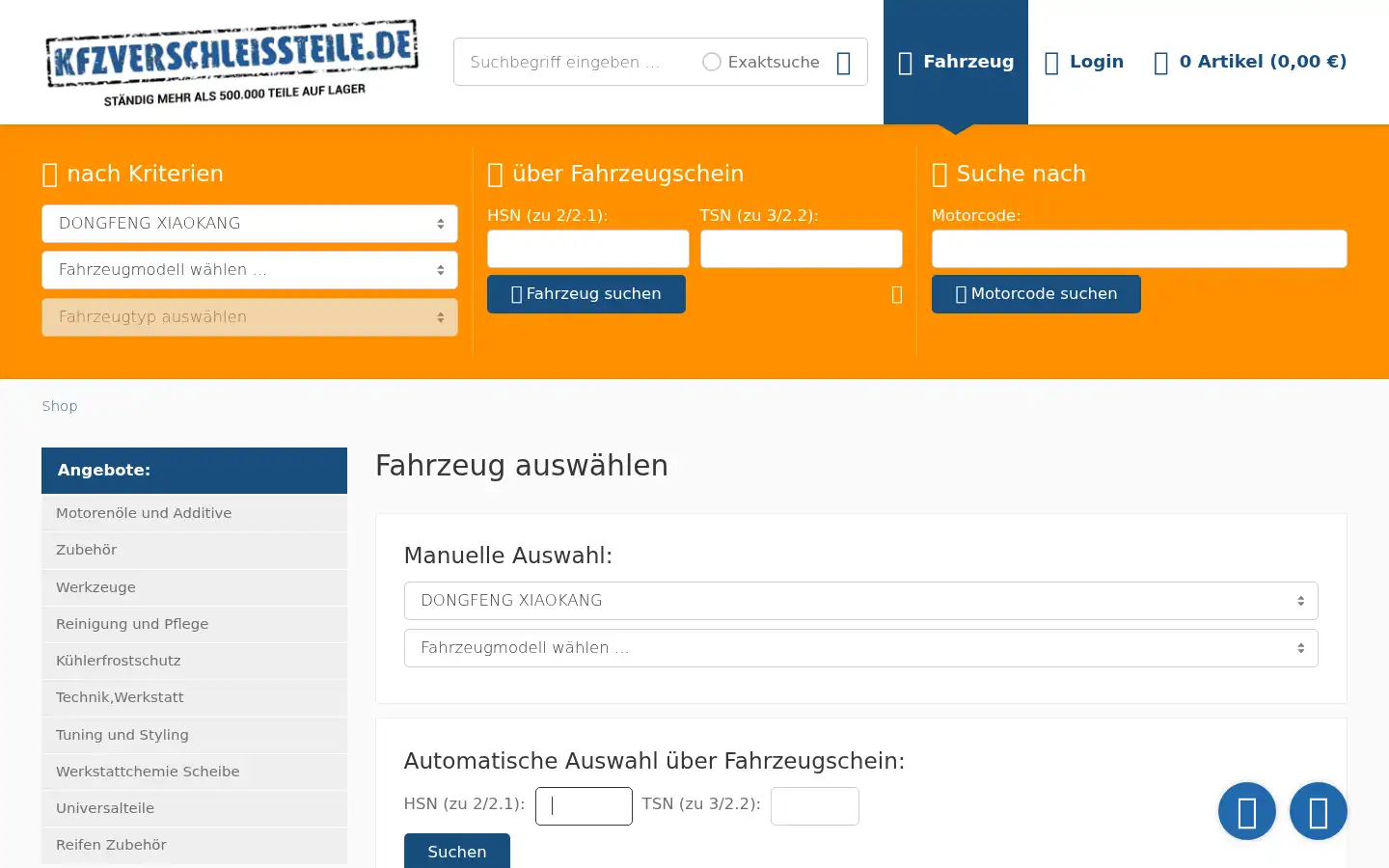 Screenshot of kfzverschleissteile.de
