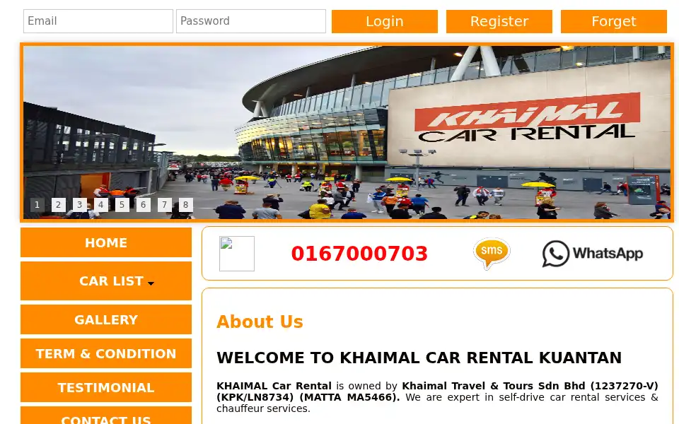 Screenshot of khaimalcarrental.com