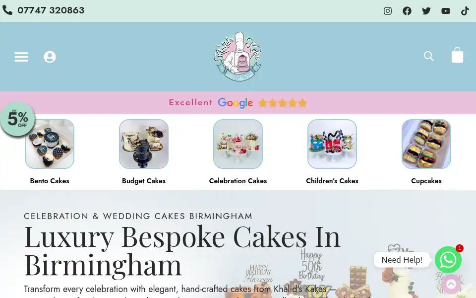 Screenshot of khalidskakes.co.uk