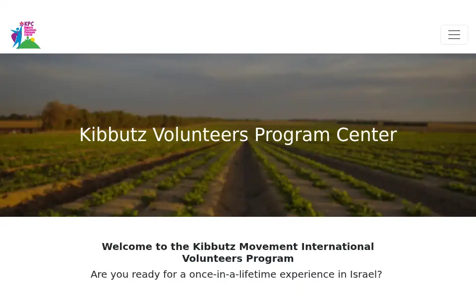 Screenshot of kibbutzvolunteers.org.il