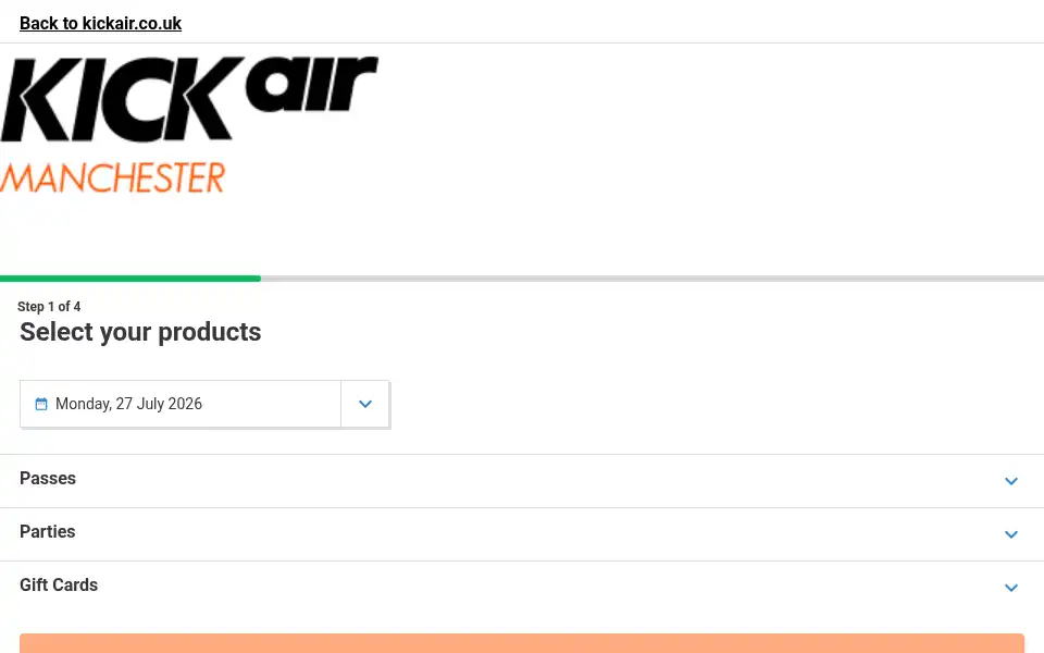 Screenshot of kickair.co.uk