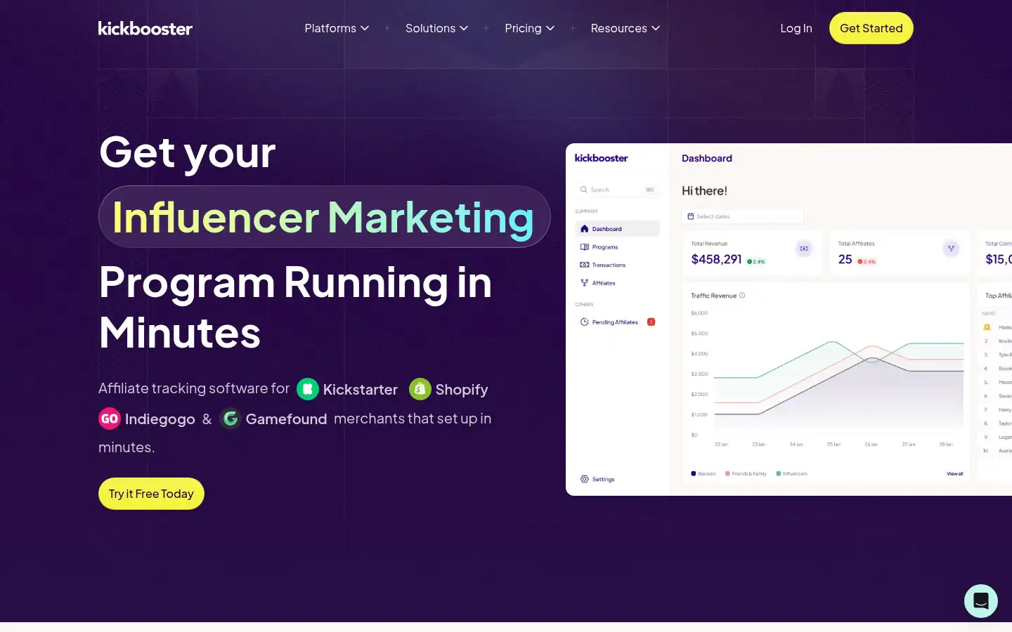 Screenshot of kickbooster.me