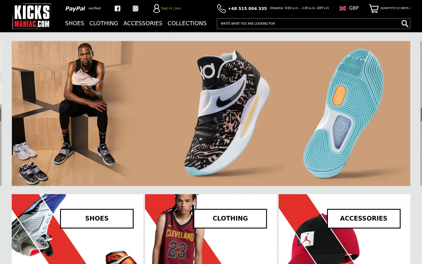 Screenshot of kicksmaniac.com