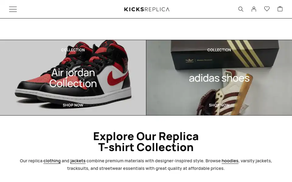 Screenshot of kicksreplica.com