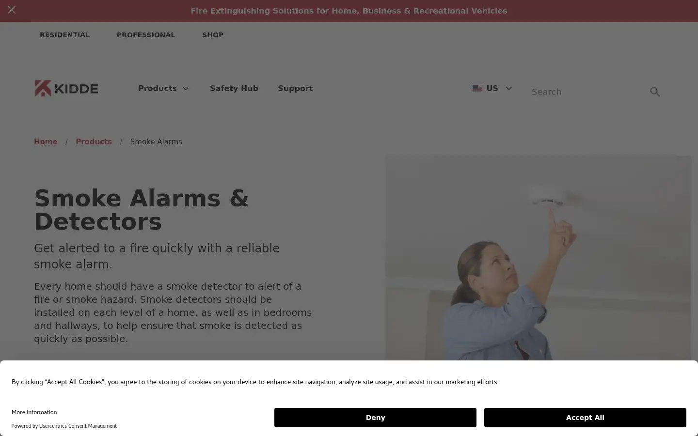 Screenshot of kidde.com