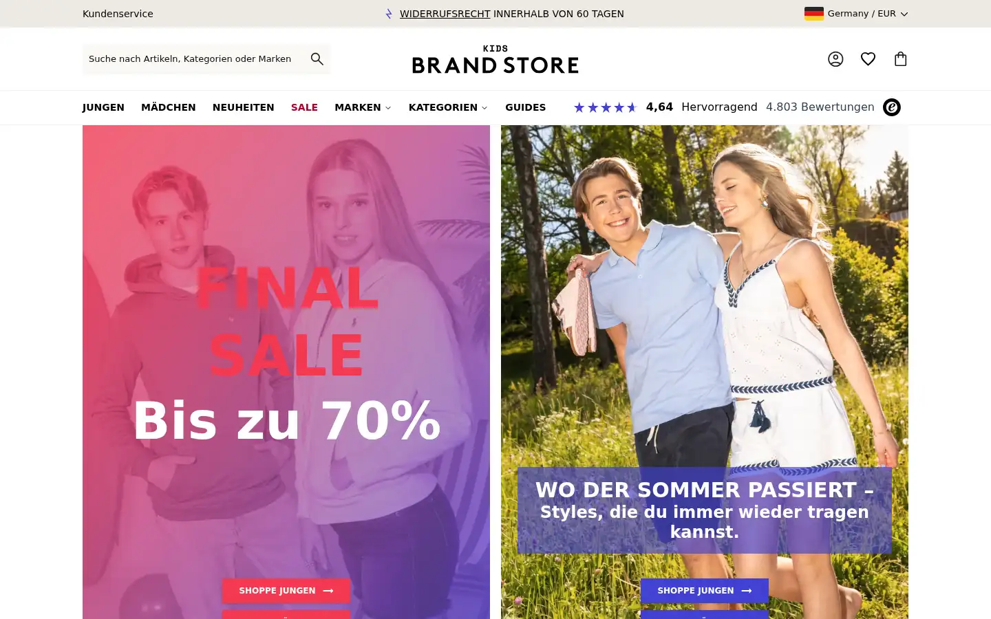 Screenshot of kidsbrandstore.de