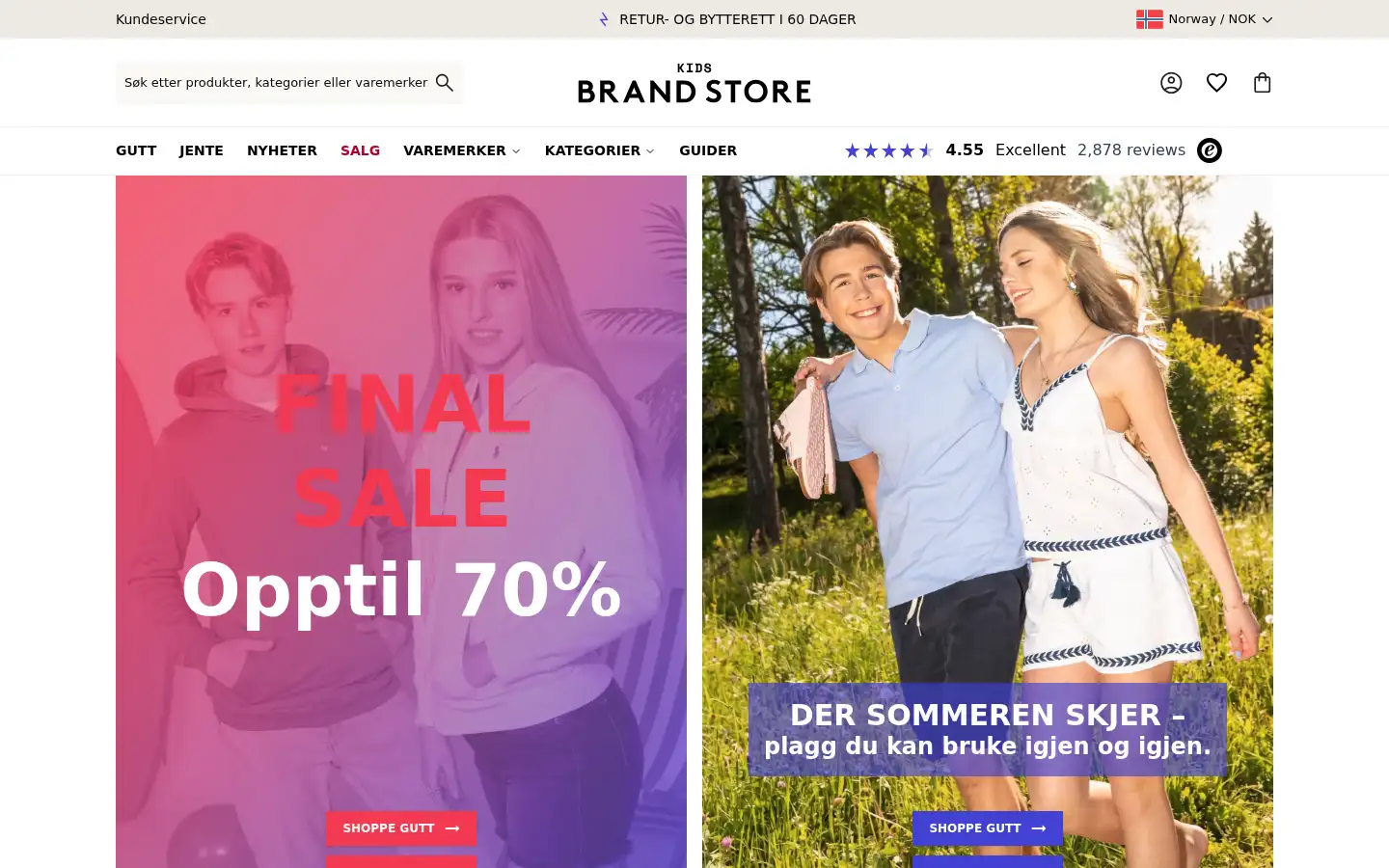 Screenshot of kidsbrandstore.no