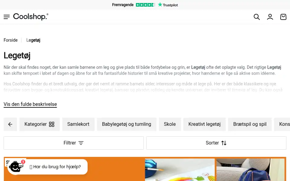 Screenshot of kidscoolshop.dk