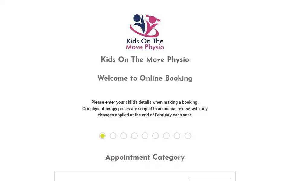 Screenshot of kidsonthemovephysio.com