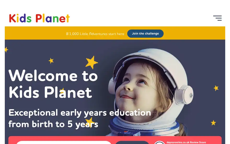 Screenshot of kidsplanetdaynurseries.co.uk
