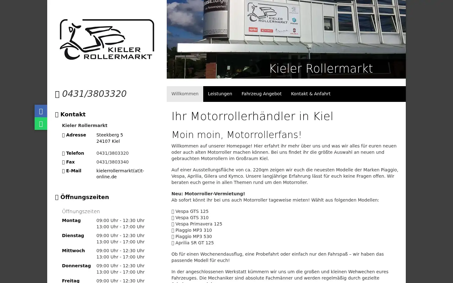 Screenshot of kielerrollermarkt.net