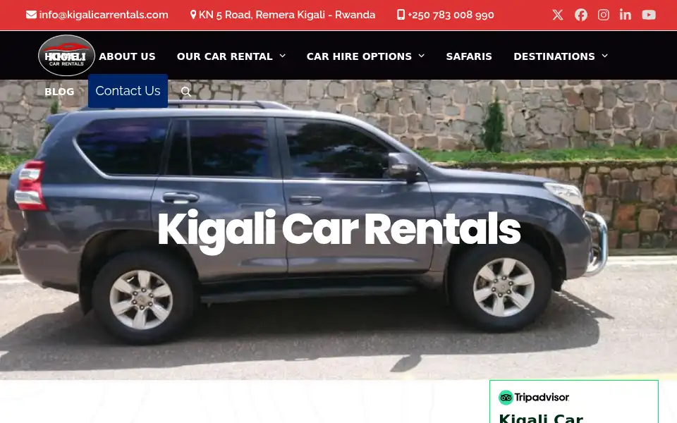 Screenshot of kigalicarrentals.com