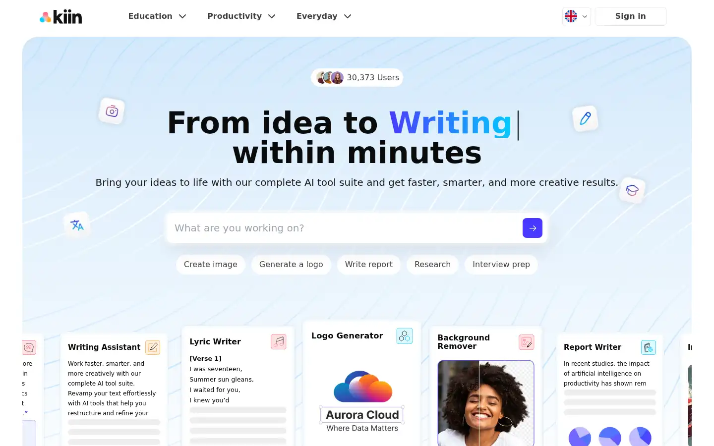 Screenshot of kiin.ai