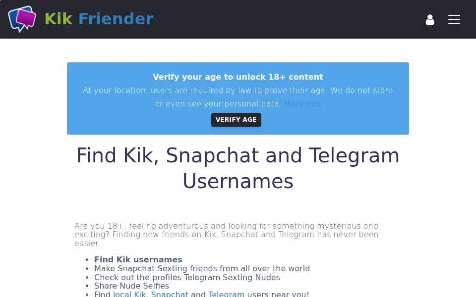 Screenshot of kikfriender.com
