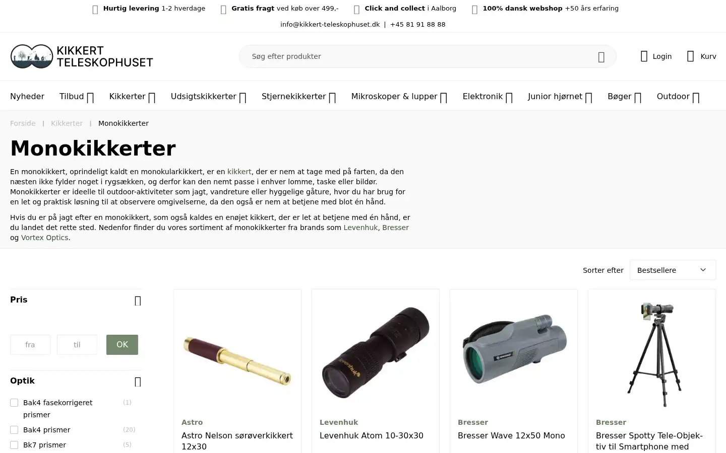 Screenshot of kikkert-teleskophuset.dk