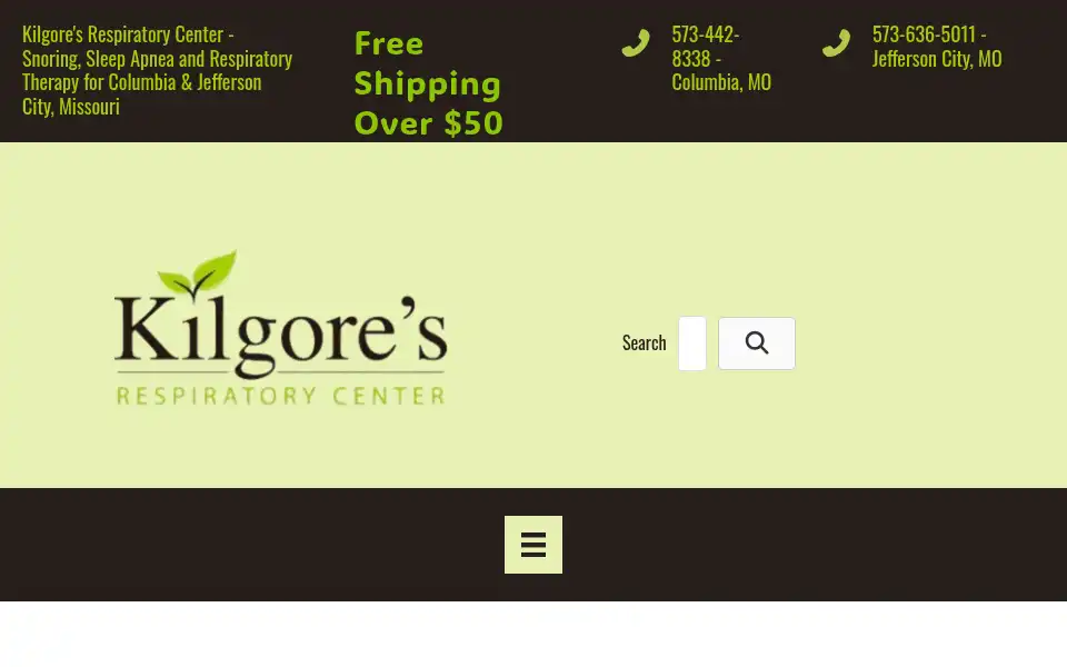 Screenshot of kilgoresrespiratory.com