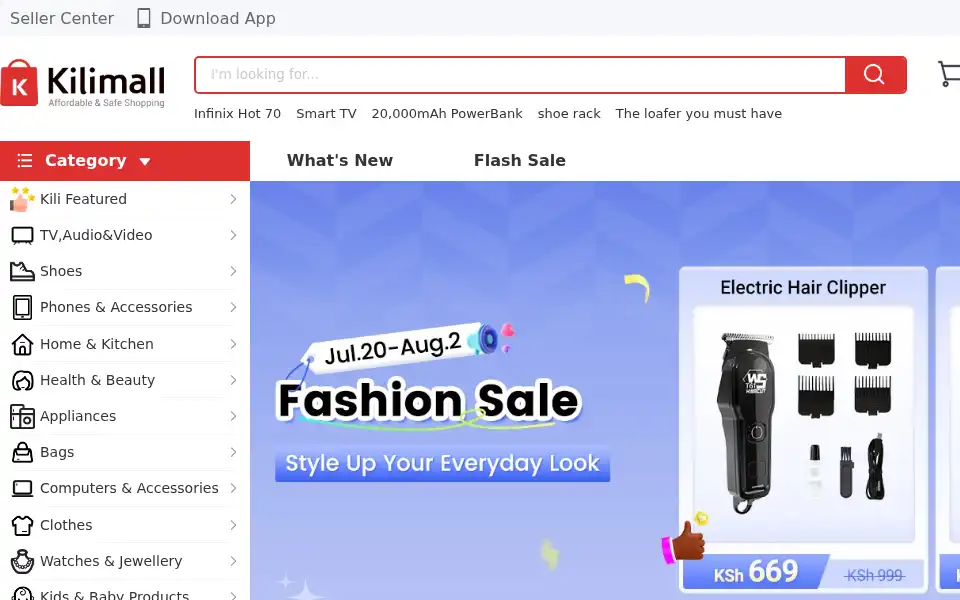 Screenshot of kilimall.co.ke