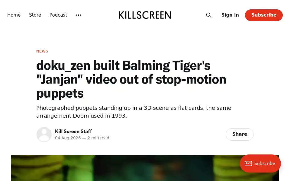 Screenshot of killscreen.com