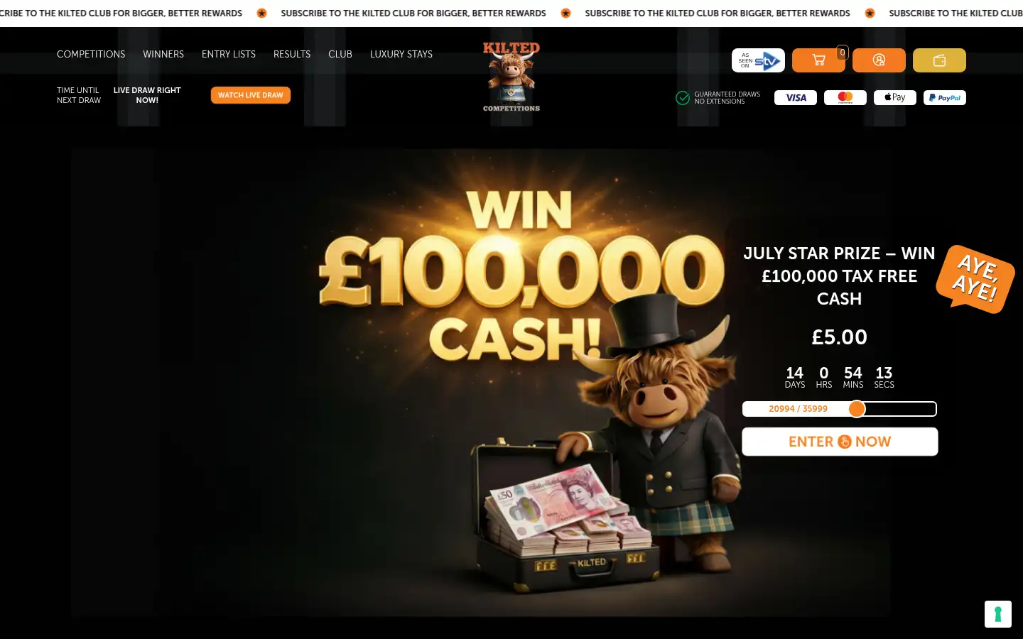 Screenshot of kiltedcompetitions.co.uk