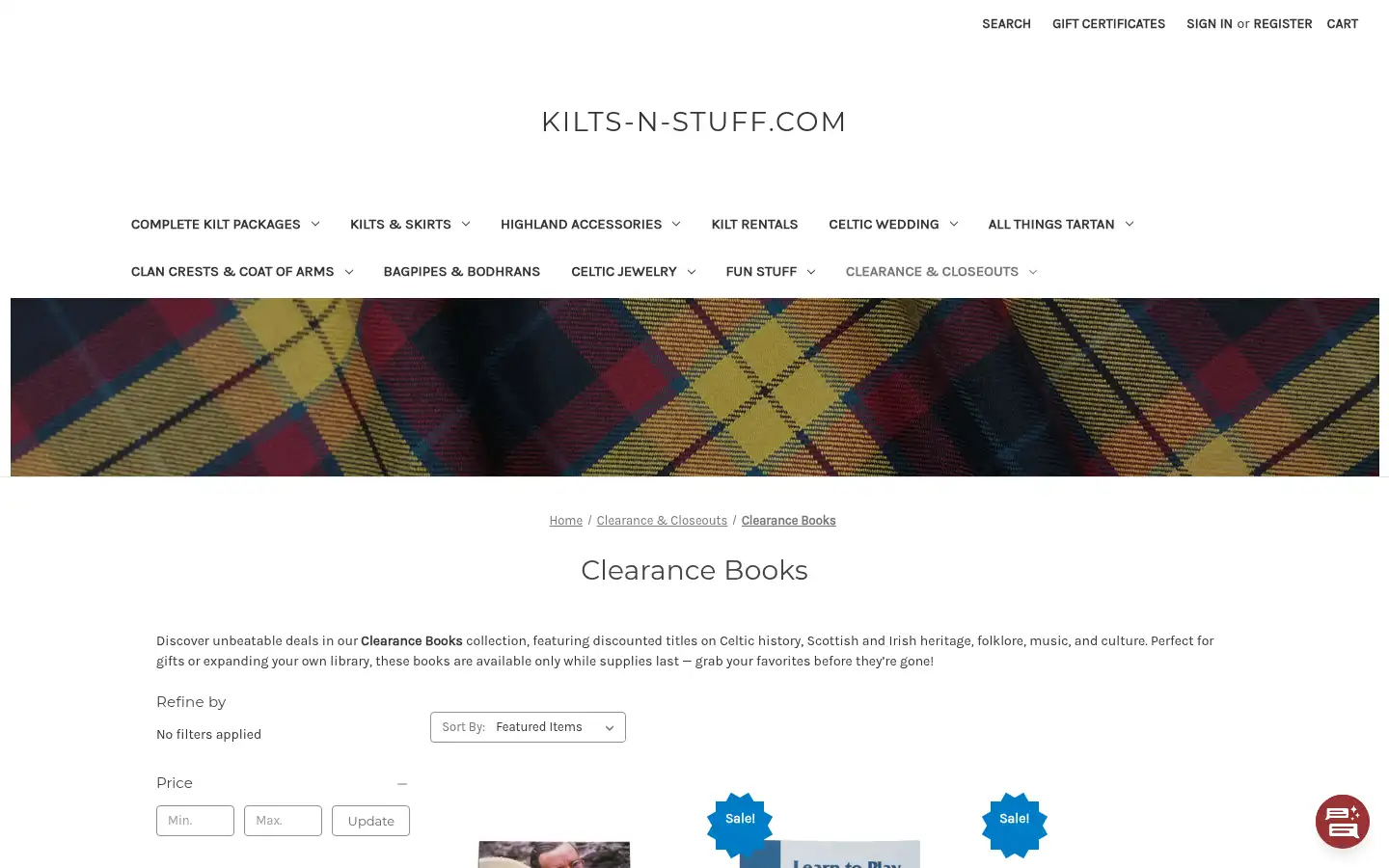 Screenshot of kilts-n-stuff.com