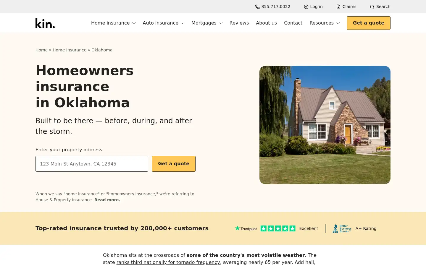 Screenshot of kin.com