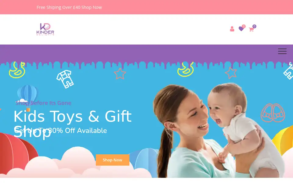 Screenshot of kinderdelights.co.uk