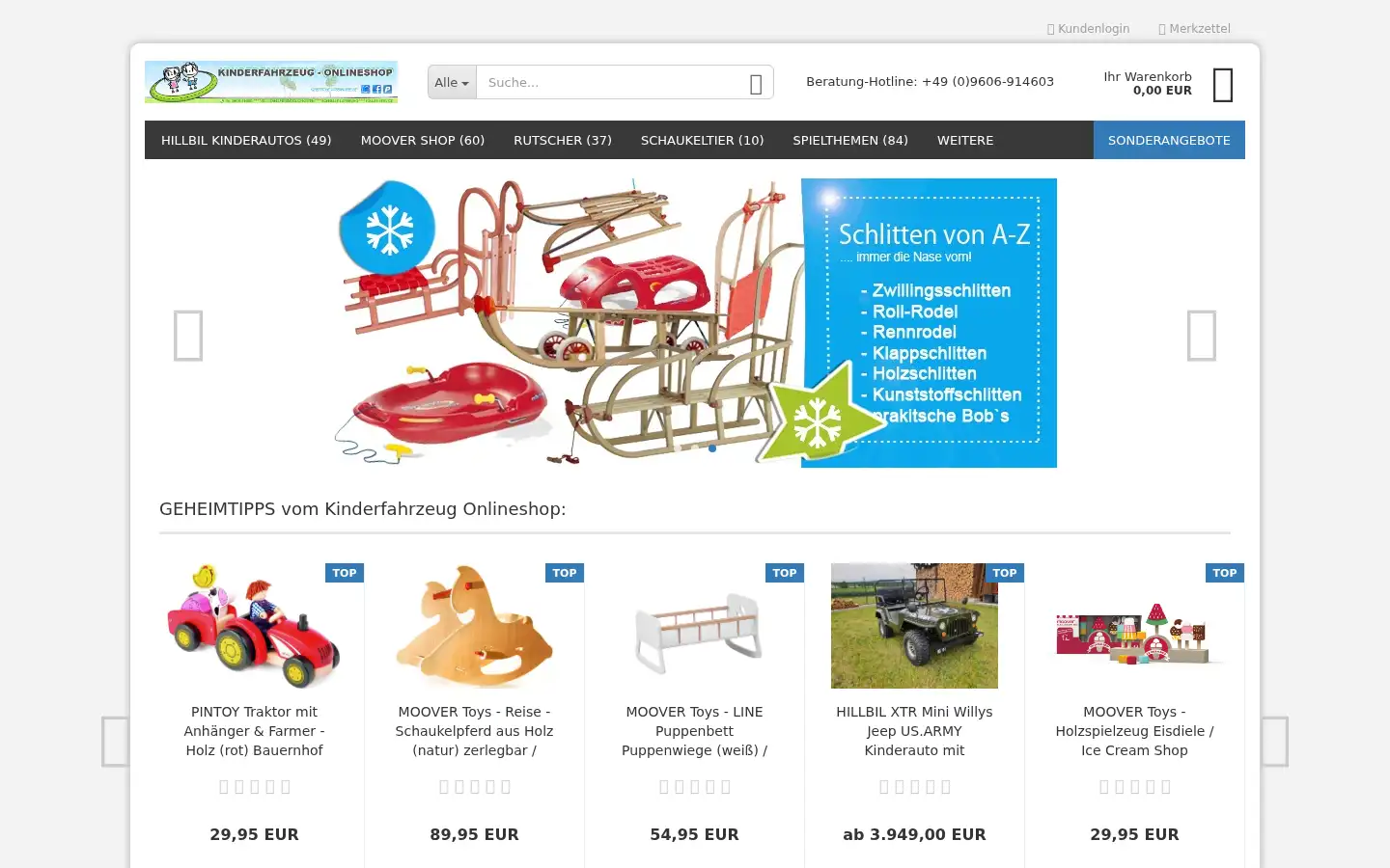 Screenshot of kinderfahrzeug-onlineshop.de