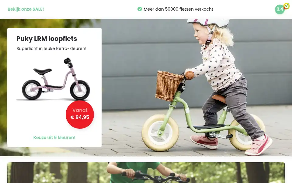 Screenshot of kinderfietsshop.nl
