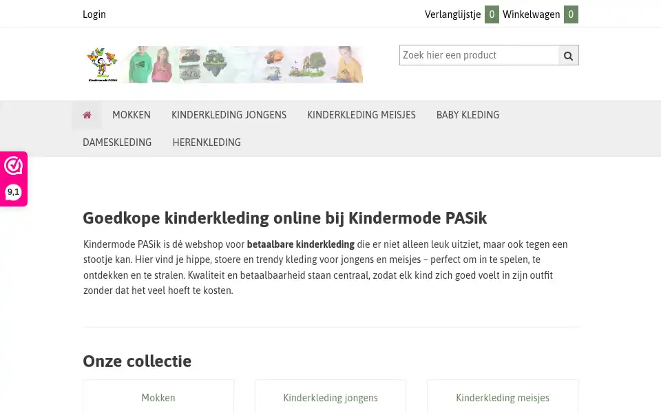 Screenshot of kindermodepasik.nl