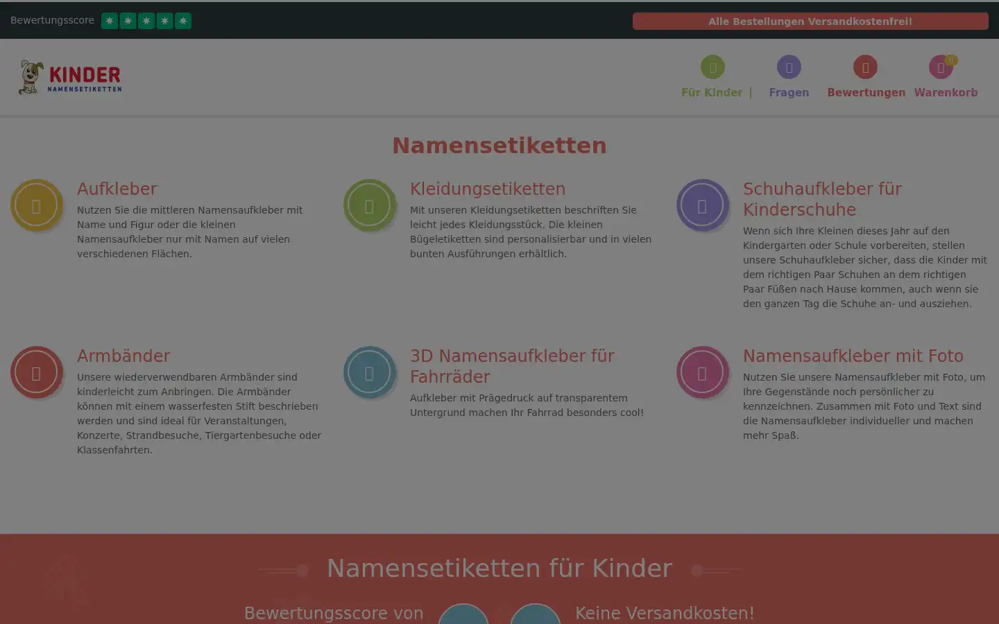 Screenshot of kindernamensetiketten.de