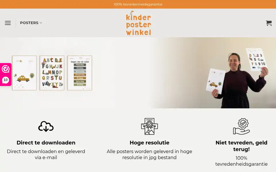 Screenshot of kinderposterwinkel.nl