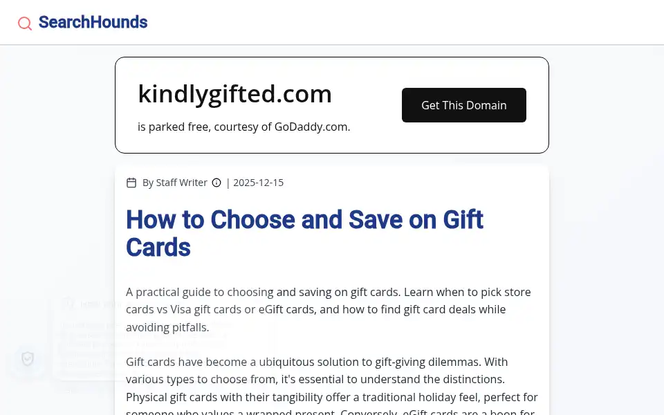 Screenshot of kindlygifted.com