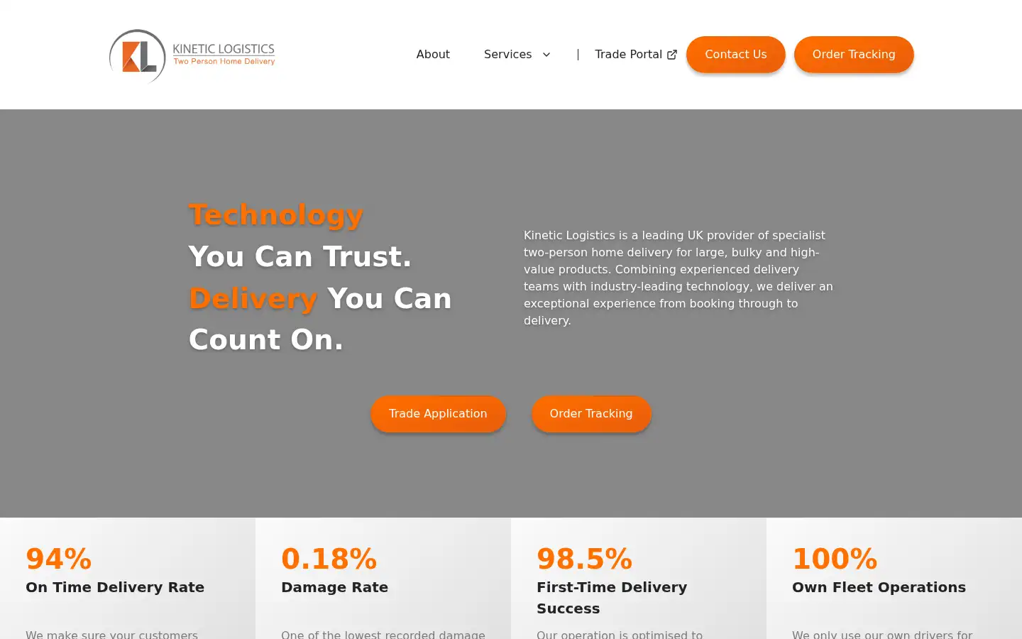 Screenshot of kineticlogistics.co.uk