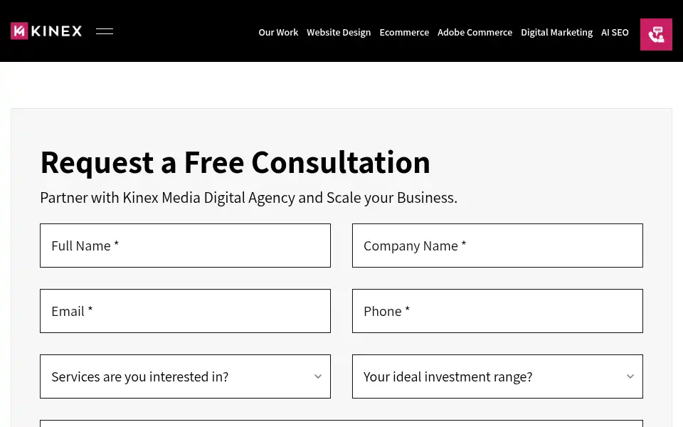 Screenshot of kinexmedia.com