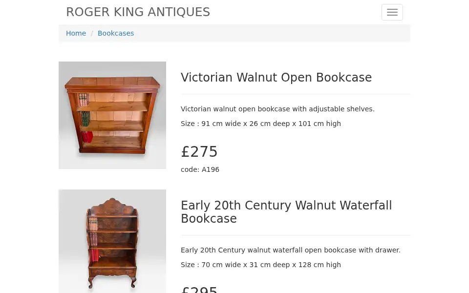 Screenshot of kingantiques.co.uk