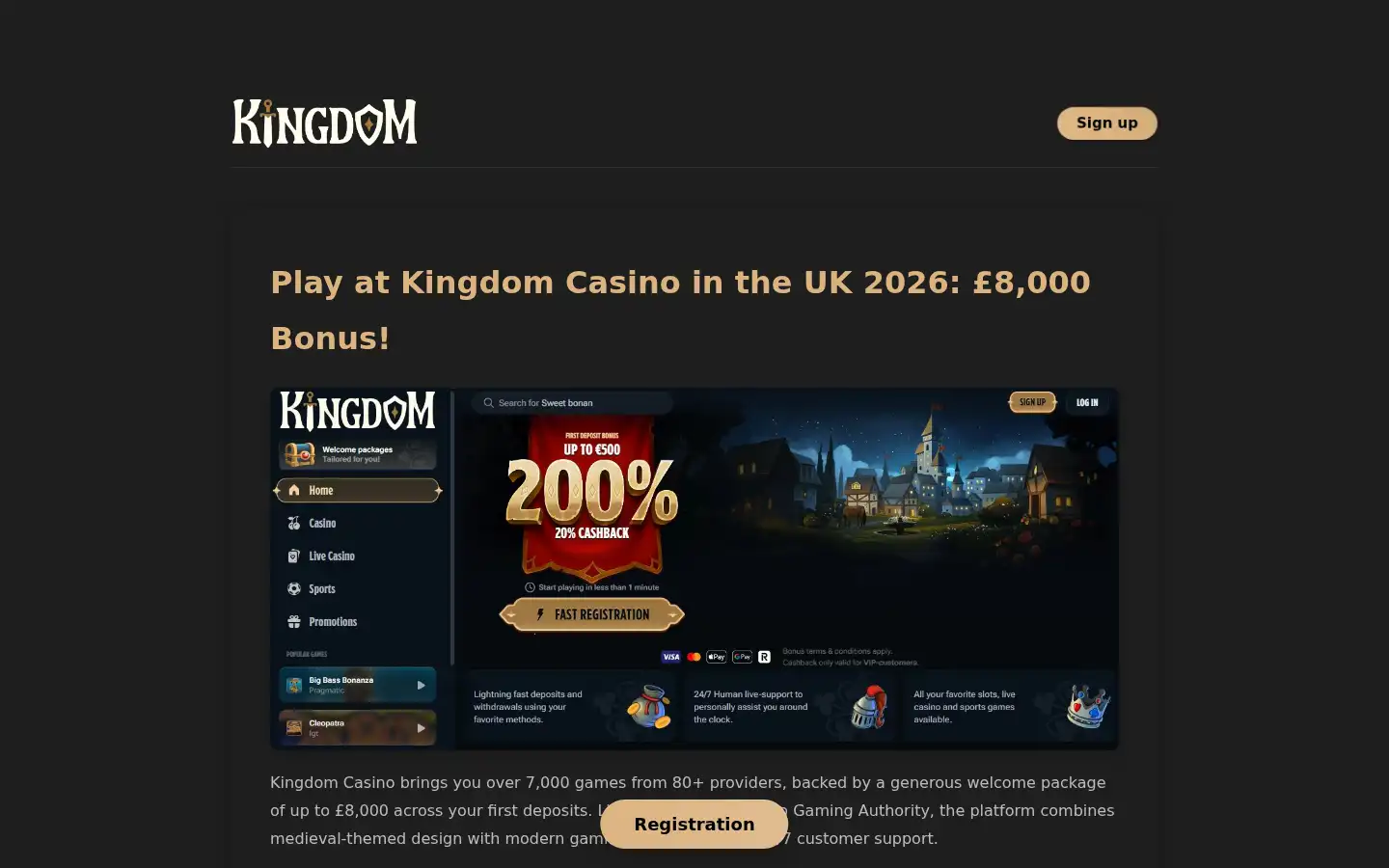 Screenshot of kingdomcasino.me.uk