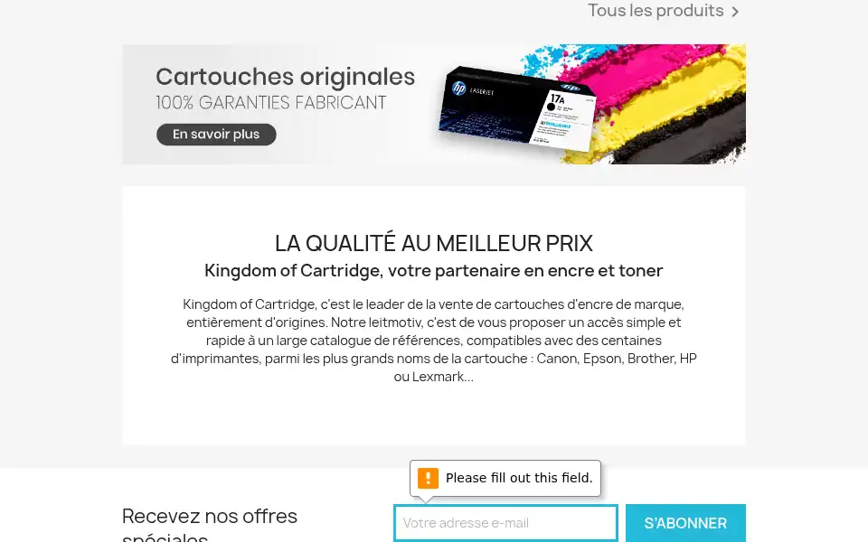 Screenshot of kingdomofcartridge.com