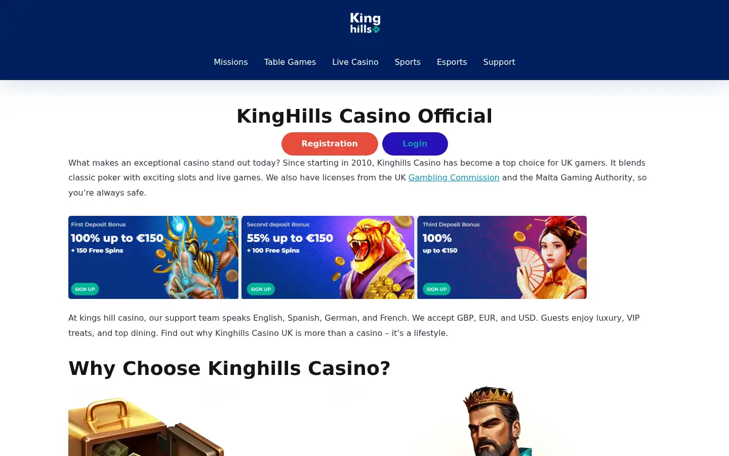 Screenshot of kinghils.com