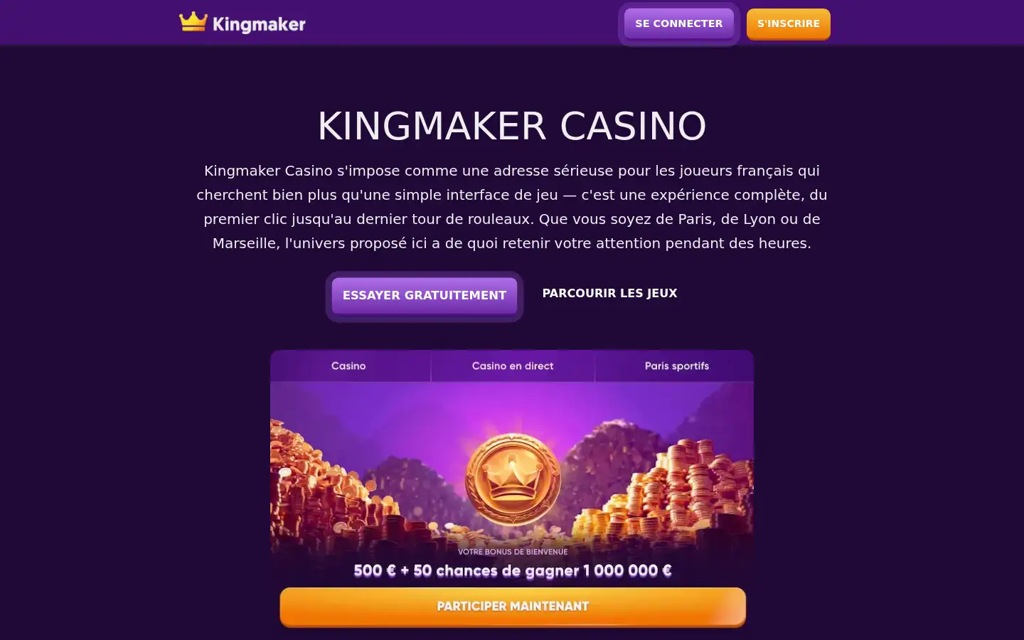 Screenshot of kingmakersfr.com